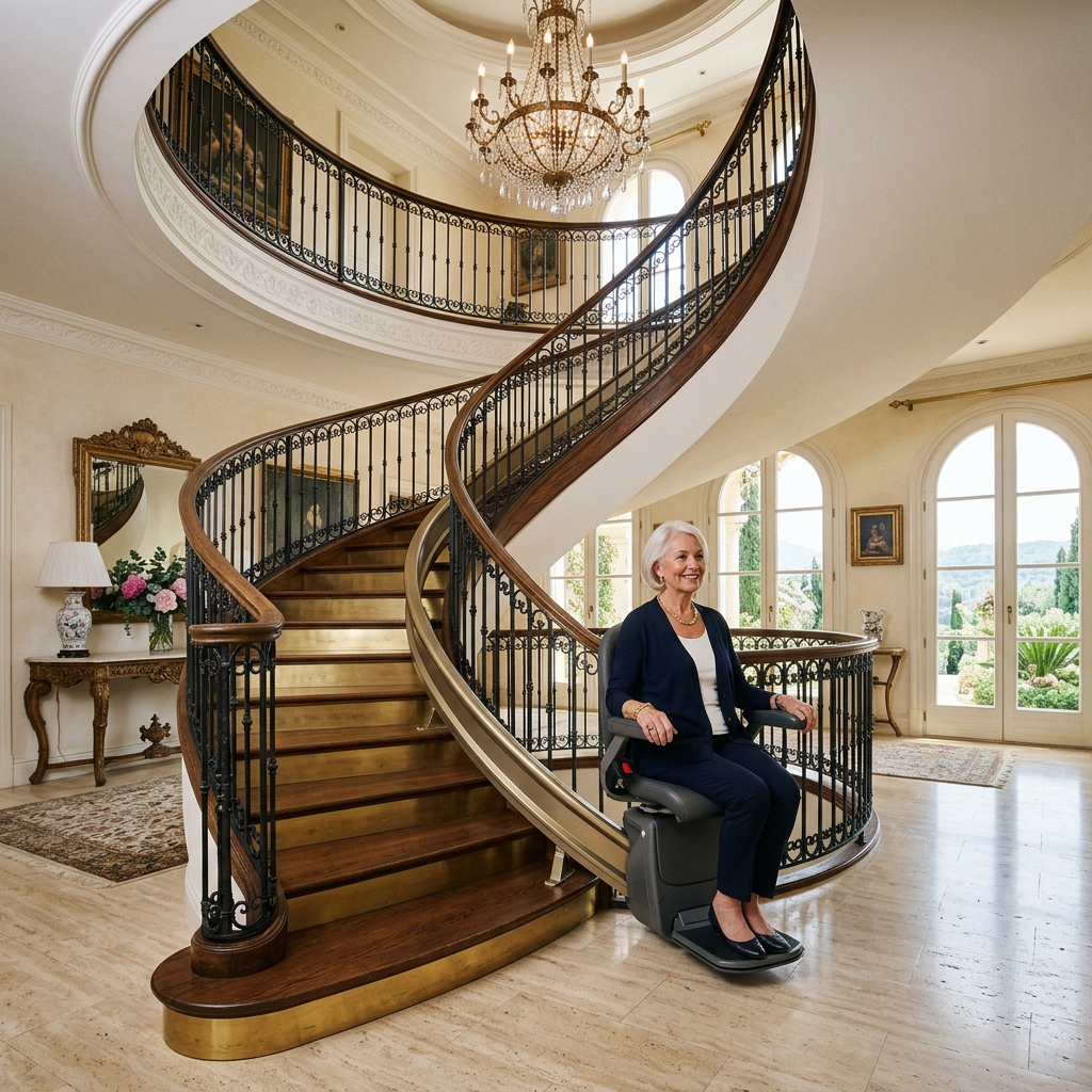 Monte-escalier courbe sur mesure : la solution pour les villas azuréennes à étages